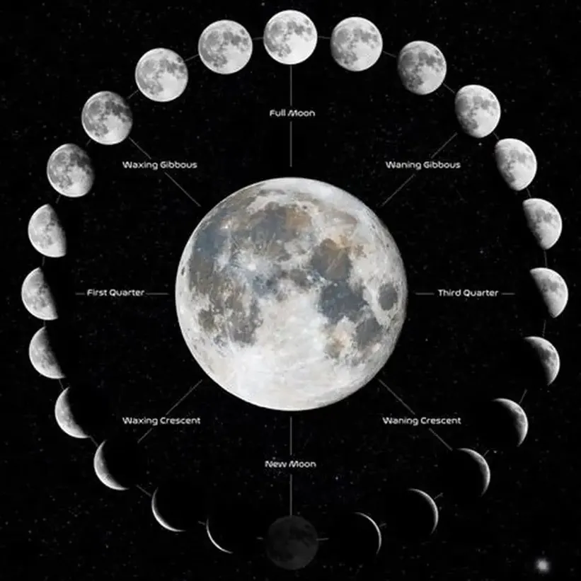Lunar Calendar Diagram of Moon Phases
