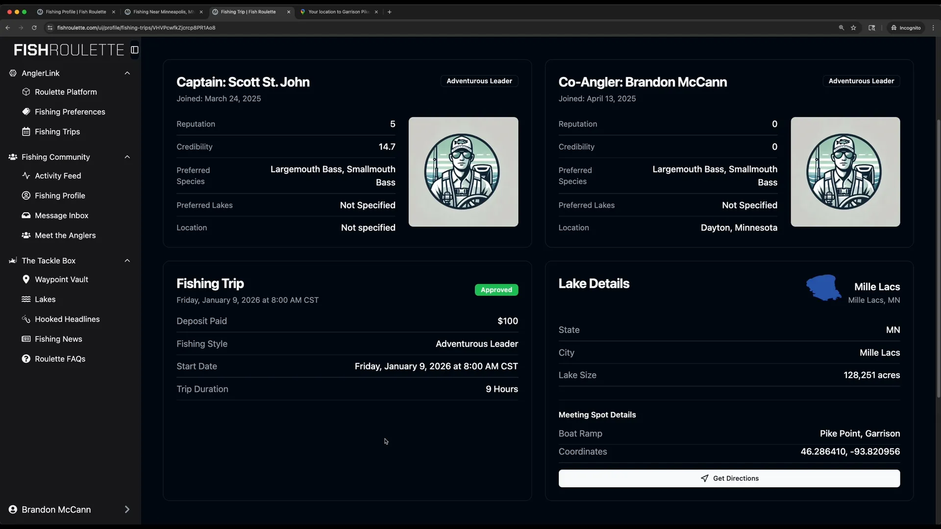Fish Roulette fishing trip details