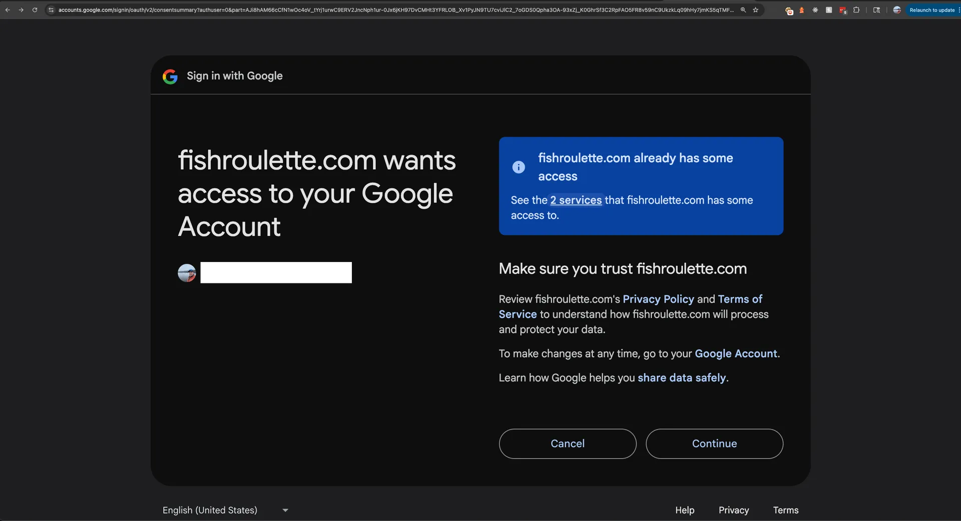 Fish Roulette Connecting to Google Calendar Step 2