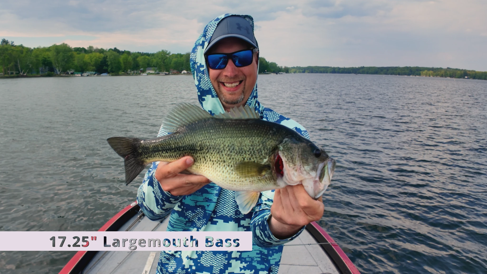 showcasing a 17 inch largemouth bass
