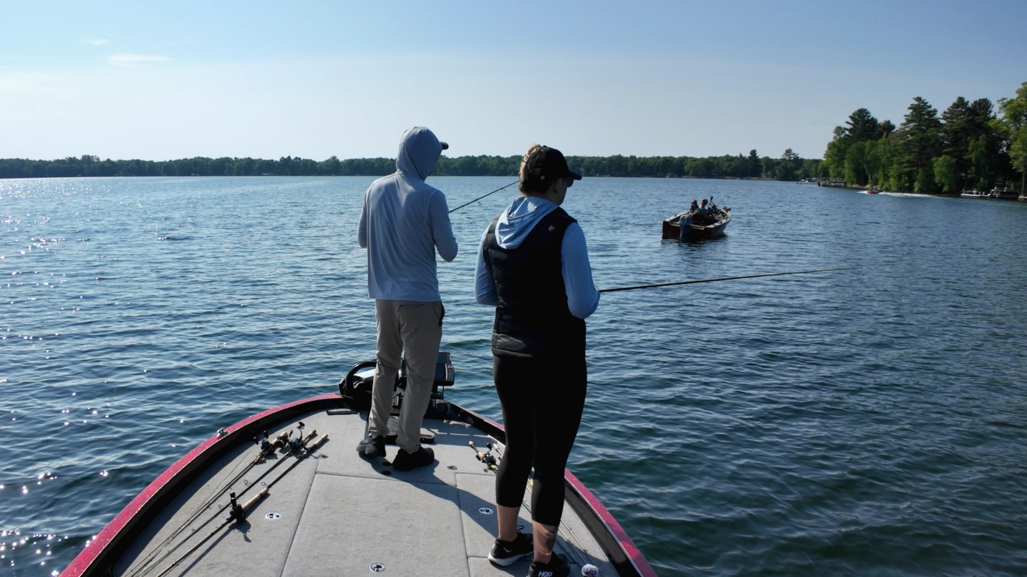fishing with friends on the lake